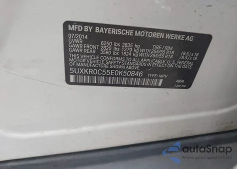 2014 BMW X5 xDrive35I from USA, damaged, VIN 5UXKR0C55E0K50846